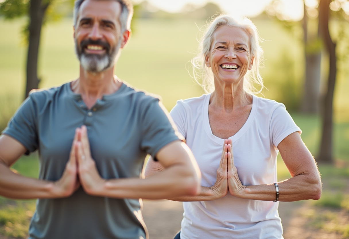 Жена в зряла възраст практикува йога